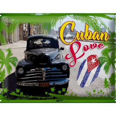 Cartel de chapa Cubano 40x30cm Love Car Huella dactilar