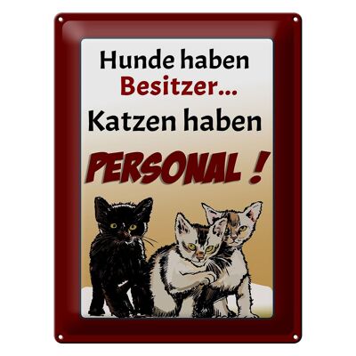 Targa in metallo 30x40 cm con scritta "I cani hanno proprietari di gatti".