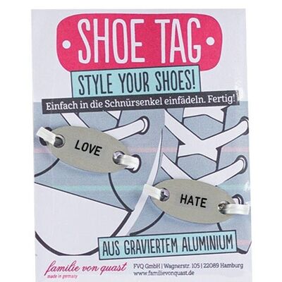 Shoe Tag "LOVE - HATE" - Silber

Geschenk- und Designartikel 