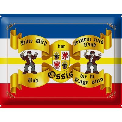 Blechschild Spruch 40x30cm hüte dich vor Ossis die in Meck-Pom