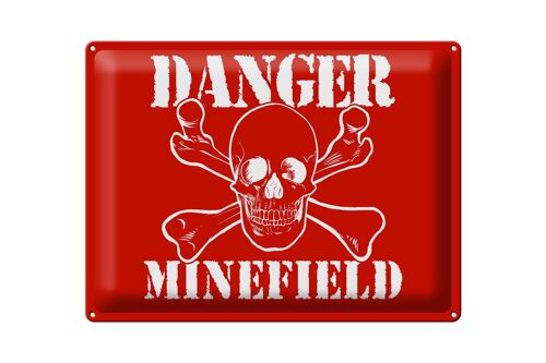 Blechschild Hinweis 40x30cm Danger Minefield Schädel