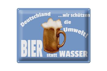 Panneau en étain indiquant 40x30 cm de la bière allemande au lieu de l'eau 1