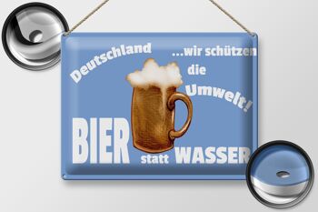 Panneau en étain indiquant 40x30 cm de la bière allemande au lieu de l'eau 2