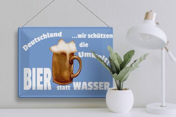 Panneau en étain indiquant 40x30 cm de la bière allemande au lieu de l'eau 3