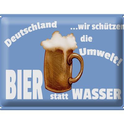 Cartel de chapa que dice cerveza alemana de 40x30 cm en lugar de agua.