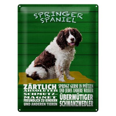 Cartel de chapa que dice tierno perro Springer Spaniel 30x40cm