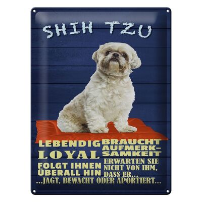 Letrero de chapa que dice 30x40 cm Shih Tzu perro vivo leal