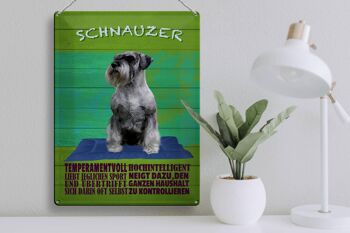 Plaque en tôle disant 30x40cm Chien Schnauzer fougueux 3