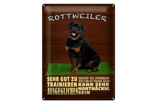 Blechschild Spruch 30x40cm Rottweiler Hund ungern allein