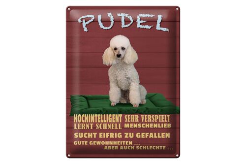 Blechschild Spruch 30x40cm Pudel hochintelligent lieb Hund