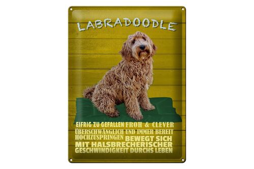 Blechschild Spruch 30x40cm Labradoodle Hund froh und clever