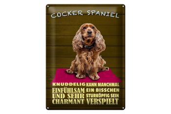 Plaque en tôle disant 30x40cm Cocker Spaniel chien câlin 1