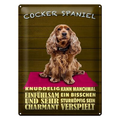 Cartel de chapa que dice 30x40 cm Cocker Spaniel perro tierno