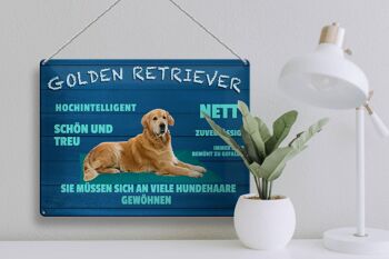 Plaque en étain disant 40x30cm Chien Golden Retriever sympa fidèle 3