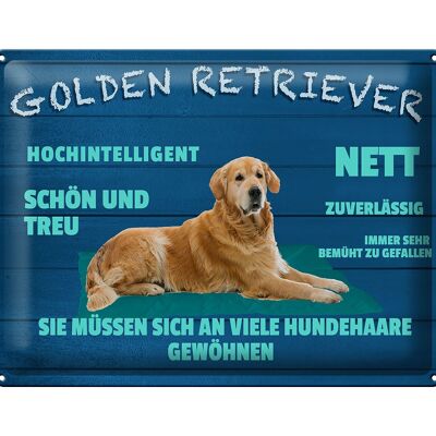 Targa in metallo con scritta 40x30 cm Golden Retriever cane simpatico e fedele