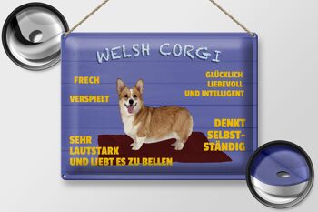 Panneau en étain disant 40x30cm Welsh Corgi chien effronté et ludique 2