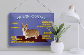 Panneau en étain disant 40x30cm Welsh Corgi chien effronté et ludique 3