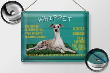 Plaque en étain disant 40x30cm Chien Whippet doux et aimable 2