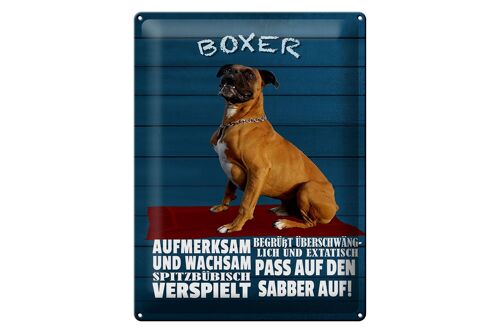 Blechschild Spruch 30x40cm Boxer Hund aufmerksam wachsam