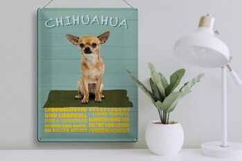 Plaque en tôle disant 30x40cm Chien Chihuahua qui aime s'amuser 3