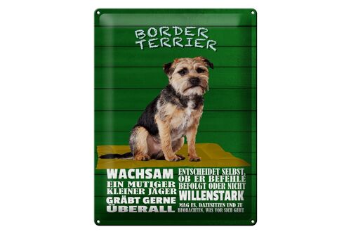 Blechschild Spruch 30x40cm Border Terrier Hund wachsam