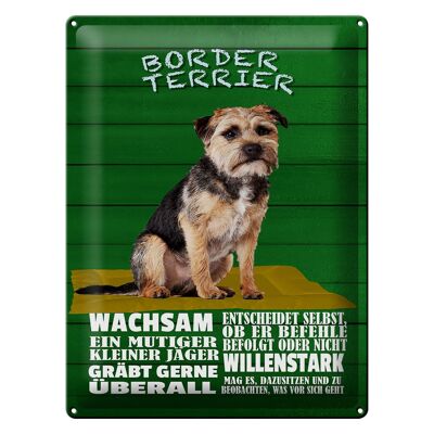 Cartel de chapa que dice Alerta de perro Border Terrier 30x40 cm