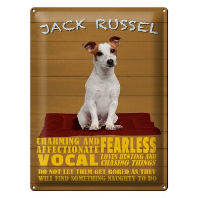 Letrero de chapa con texto "Jack Russel perro encantador" 30x40cm