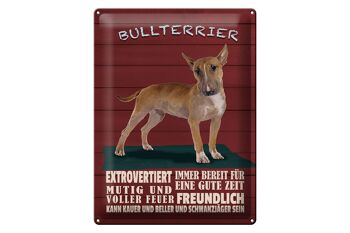 Plaque en tôle disant 30x40cm Chien Bull Terrier toujours prêt 1