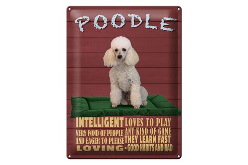 Blechschild Spruch 30x40cm Hund Poodle loves to play