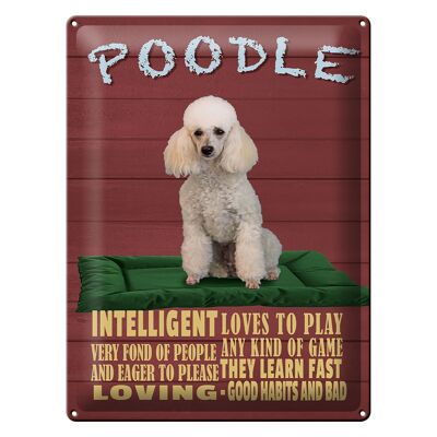 Blechschild Spruch 30x40cm Hund Poodle loves to play