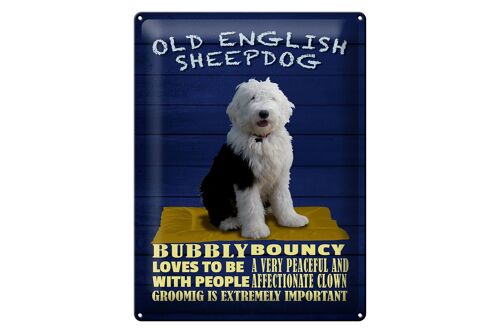 Blechschild Spruch 30x40cm Old English Sheepdog Hund bubbly