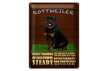 Plaque en étain indiquant un chien Rottweiler de 30 x 40 cm hautement dressable 1