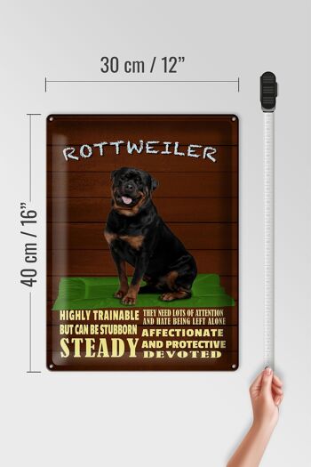 Plaque en étain indiquant un chien Rottweiler de 30 x 40 cm hautement dressable 4