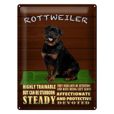 Letrero de chapa que dice perro Rottweiler de 30x40 cm altamente entrenable