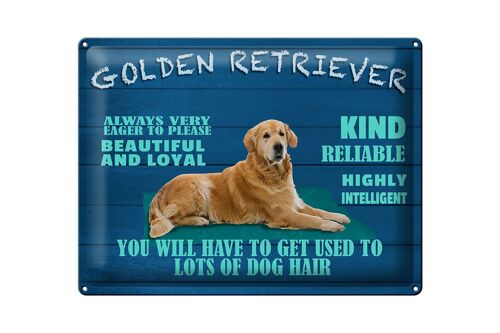 Blechschild Spruch 40x30cm Golden Retriever Hund very eager