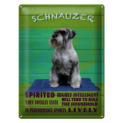 Cartel de chapa con texto "Perro Schnauzer muy inteligente" 30x40 cm