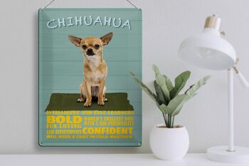 Panneau en étain disant 30x40cm Chihuahua dog bold confiant 3
