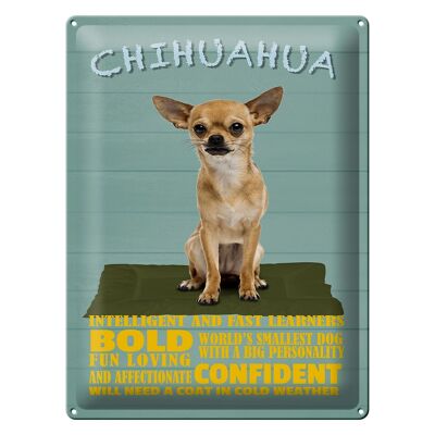 Letrero de chapa que dice 30x40cm Perro chihuahua negrita confiado