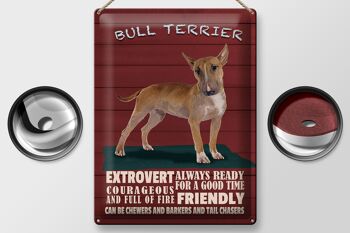 Plaque en tôle disant 30x40cm Chien Bull Terrier toujours prêt 2