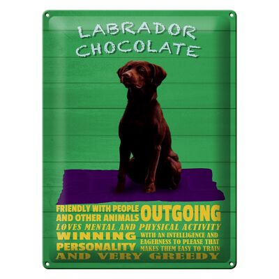 Targa in metallo con scritta "Labrador Chocolate Dog" 30x40 cm