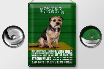 Panneau en étain indiquant 30x40cm Border Terrier Dog a very bold 2