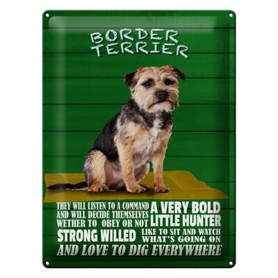 Cartel de chapa que dice 30x40cm Border Terrier Dog a very Bold