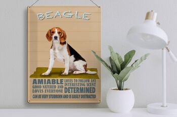 Panneau en étain indiquant que le chien Beagle aime suivre n'importe qui, 30x40 cm 3
