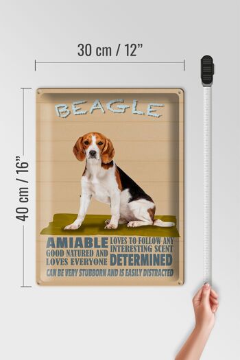 Panneau en étain indiquant que le chien Beagle aime suivre n'importe qui, 30x40 cm 4