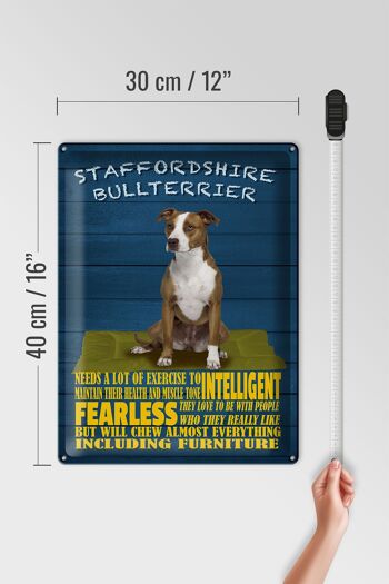 Panneau en étain disant 30x40cm, panneau bleu pour chien Staffordshire Bull Terrier 4