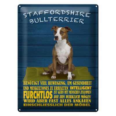 Metal sign saying 30x40cm Staffordshire Bull Terrier dog