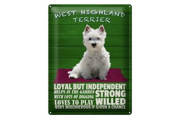 Panneau en étain indiquant 30x40 cm fidèle au chien West Highland Terrier 1