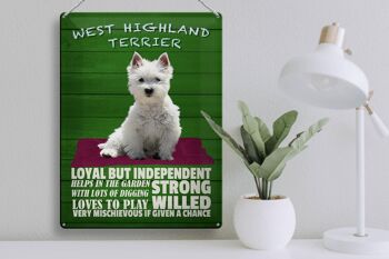 Panneau en étain indiquant 30x40 cm fidèle au chien West Highland Terrier 3