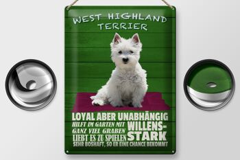 Panneau en étain disant 30x40cm West Highland Terrier chien fort 2