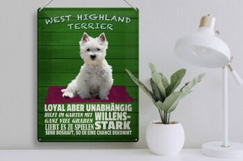 Panneau en étain disant 30x40cm West Highland Terrier chien fort 3